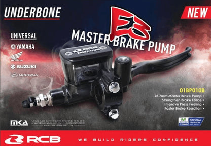 RCB E3 Series | Master Brake Pump | 12.7 MM | LH | Master Cylinder ( BLACK ) - 01BP017B