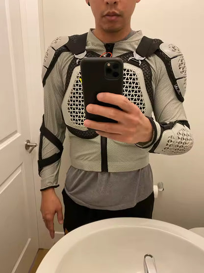 Motowolf Waterproof Mesh Body Protector | CE Level 2 Certified | Four Season | PG1 | Motorcycle Jackets | Anti Fall | Off-road Riding Body Armor - GREY