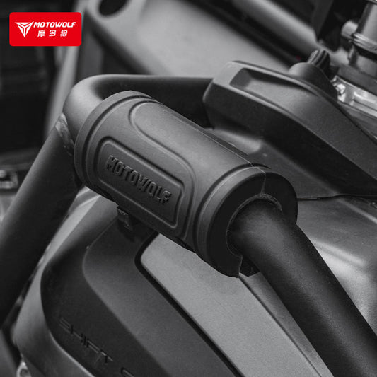 MOTOWOLF PB1 | 22mm | Universal Bumper Protective Guard | Silicone ( pair )| with Cable Ties | Anti-Collision Anti-Scratch | Motorcycle Bumper Block - Cylinder Black