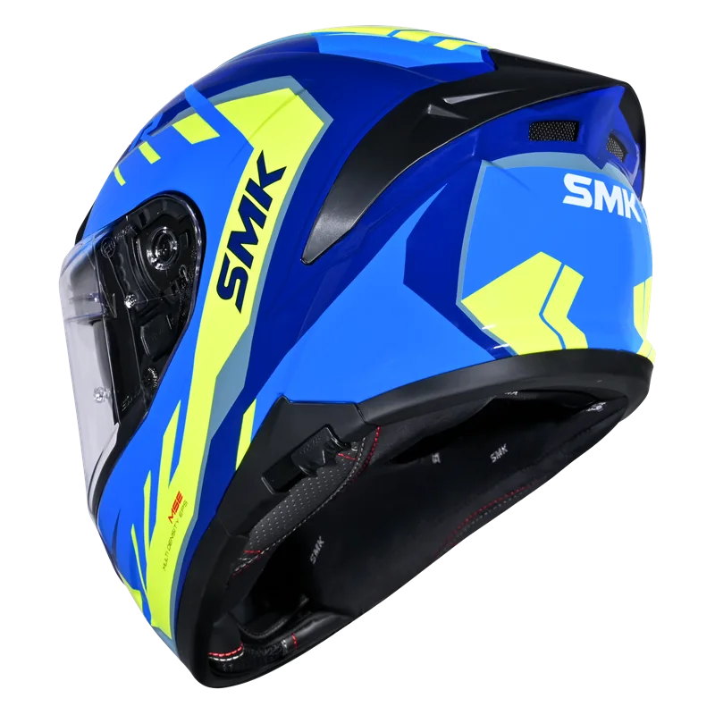 SMK Typhoon Aerot  | D Ring with Dual Visor | GL545 | Motorbike Helmet | Gloss Blue Hi viz