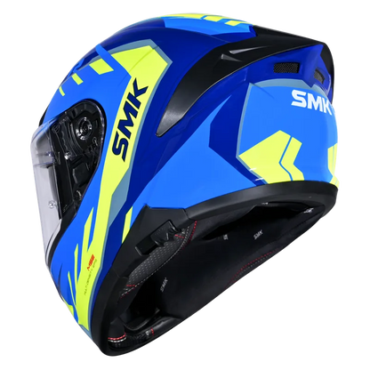SMK Typhoon Aerot  | D Ring with Dual Visor | GL545 | Motorbike Helmet | Gloss Blue Hi viz