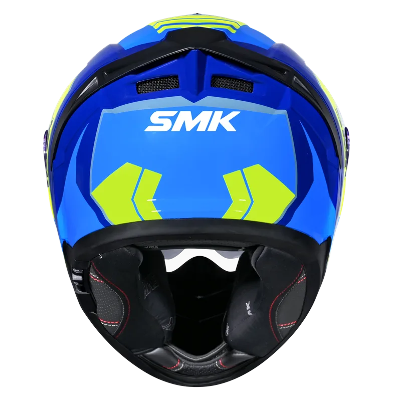SMK Typhoon Aerot  | D Ring with Dual Visor | GL545 | Motorbike Helmet | Gloss Blue Hi viz
