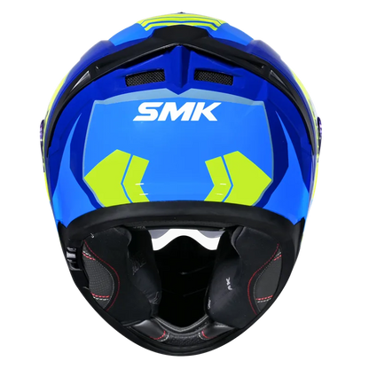 SMK Typhoon Aerot  | D Ring with Dual Visor | GL545 | Motorbike Helmet | Gloss Blue Hi viz