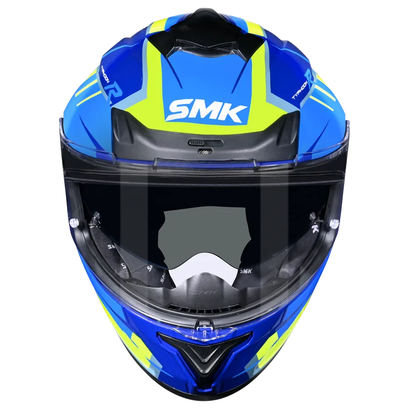 SMK Typhoon Aerot  | D Ring with Dual Visor | GL545 | Motorbike Helmet | Gloss Blue Hi viz