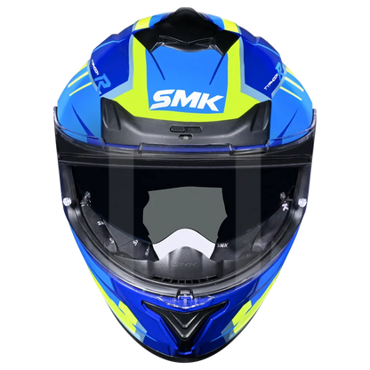 SMK Typhoon Aerot  | D Ring with Dual Visor | GL545 | Motorbike Helmet | Gloss Blue Hi viz