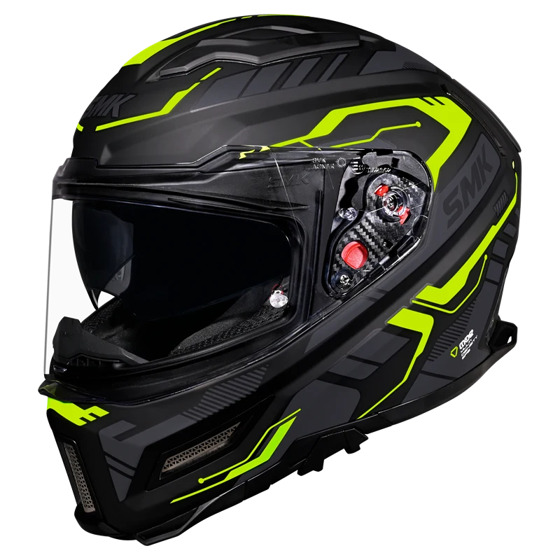 SMK Agnar Tektron Gloss Black Grey Yellow (GL264) Helmet