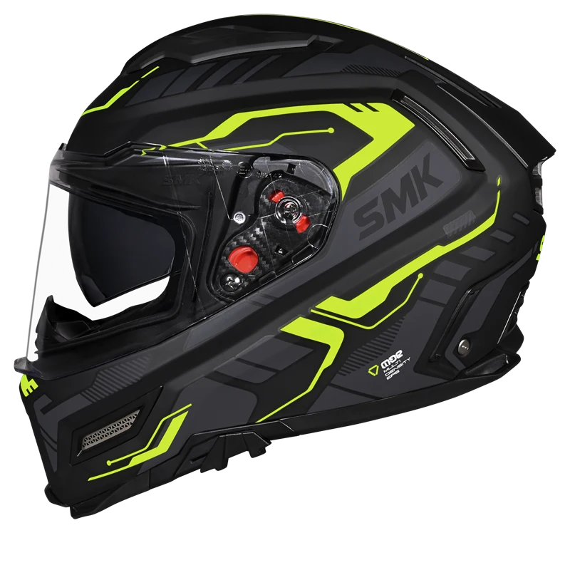 SMK Agnar Tektron Gloss Black Grey Yellow (GL264) Helmet
