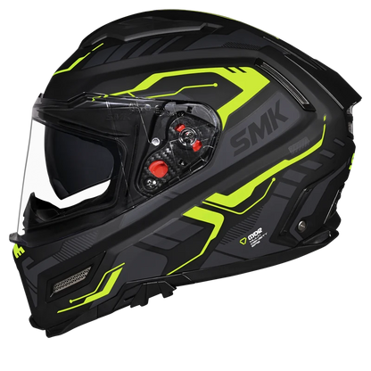 SMK Agnar Tektron Gloss Black Grey Yellow (GL264) Helmet