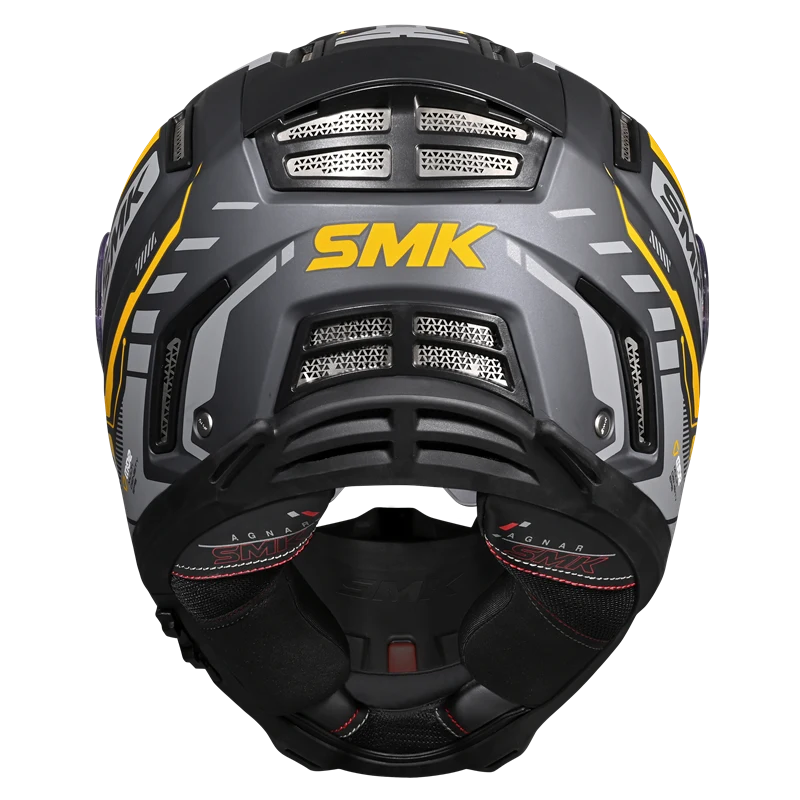 SMK Agnar Tektron Full Face Helmet MA 664 - Black Grey Yellow ( full face helmet )