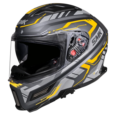 SMK Agnar Tektron Full Face Helmet MA 664 - Black Grey Yellow ( full face helmet )