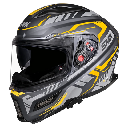 SMK Agnar Tektron Full Face Helmet MA 664 - Black Grey Yellow ( full face helmet )