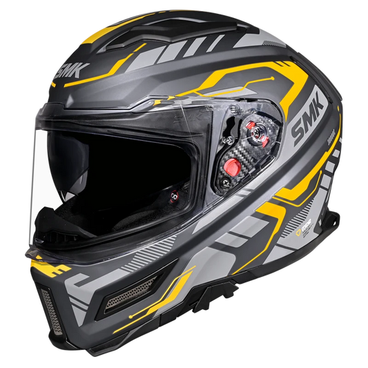 SMK Agnar Tektron Full Face Helmet MA 664 - Black Grey Yellow ( full face helmet )