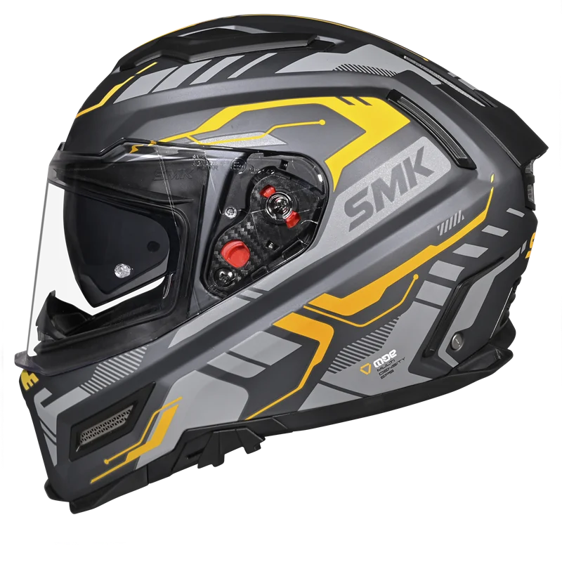 SMK Agnar Tektron Full Face Helmet MA 664 - Black Grey Yellow ( full face helmet )