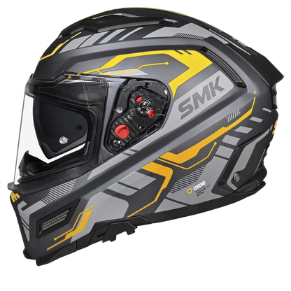 SMK Agnar Tektron Full Face Helmet MA 664 - Black Grey Yellow ( full face helmet )