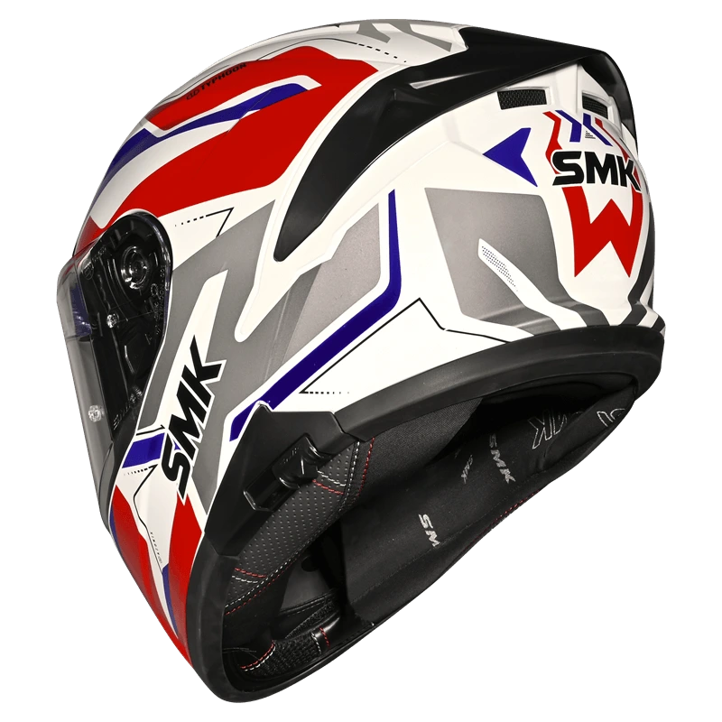 SMK TYPHOON AZONIX GL135 GLOSS FULL FACE-DOT CERTIFIED HELMET | WHITE RED DUAL VISOR HELMET