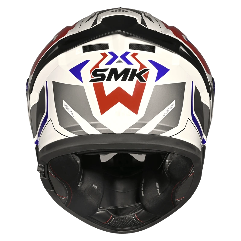 SMK TYPHOON AZONIX GL135 GLOSS FULL FACE-DOT CERTIFIED HELMET | WHITE RED DUAL VISOR HELMET
