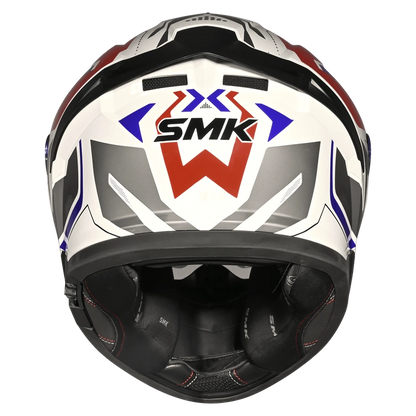 SMK TYPHOON AZONIX GL135 GLOSS FULL FACE-DOT CERTIFIED HELMET | WHITE RED DUAL VISOR HELMET