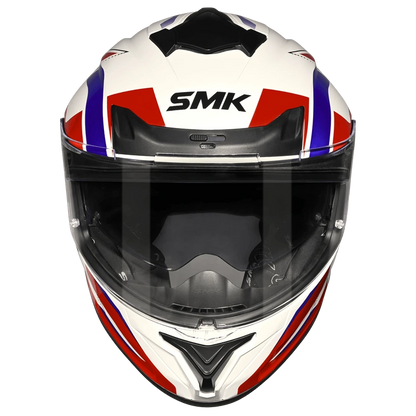 SMK TYPHOON AZONIX GL135 GLOSS FULL FACE-DOT CERTIFIED HELMET | WHITE RED DUAL VISOR HELMET