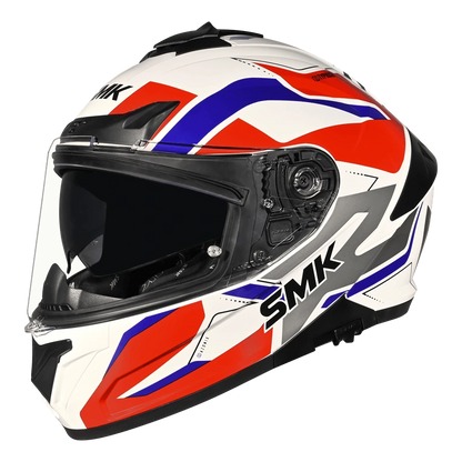 SMK TYPHOON AZONIX GL135 GLOSS FULL FACE-DOT CERTIFIED HELMET | WHITE RED DUAL VISOR HELMET