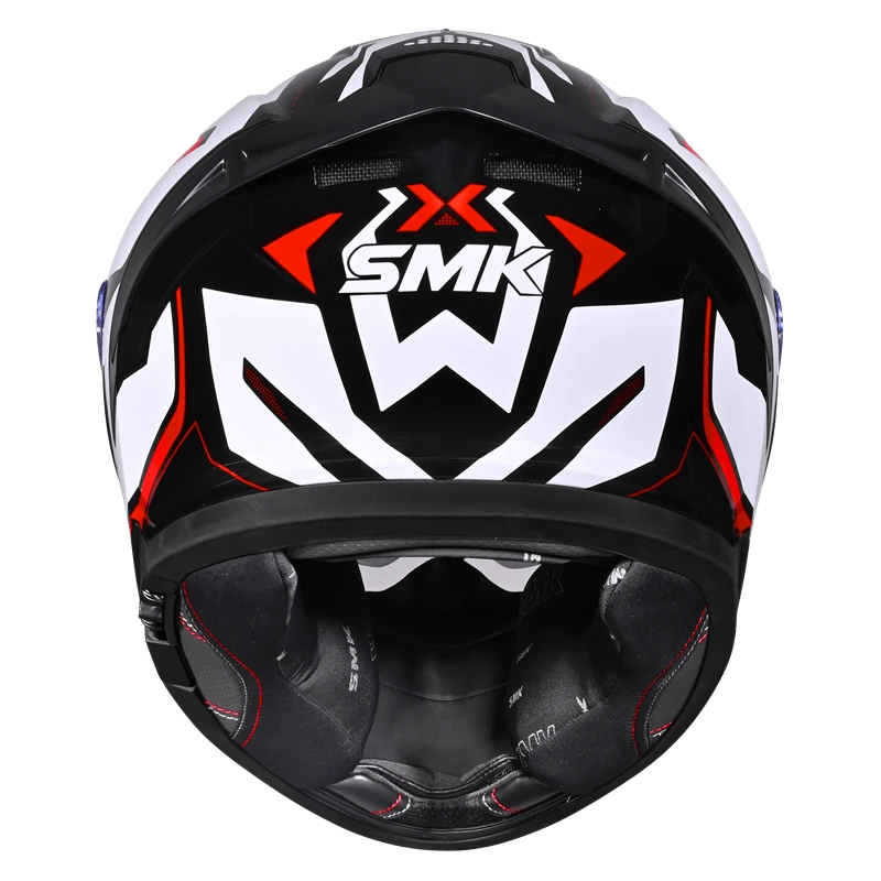 SMK TYPHOON AZONIX GL213 GLOSS FULL FACE-DOT CERTIFIED HELMET | WHITE RED BLACK