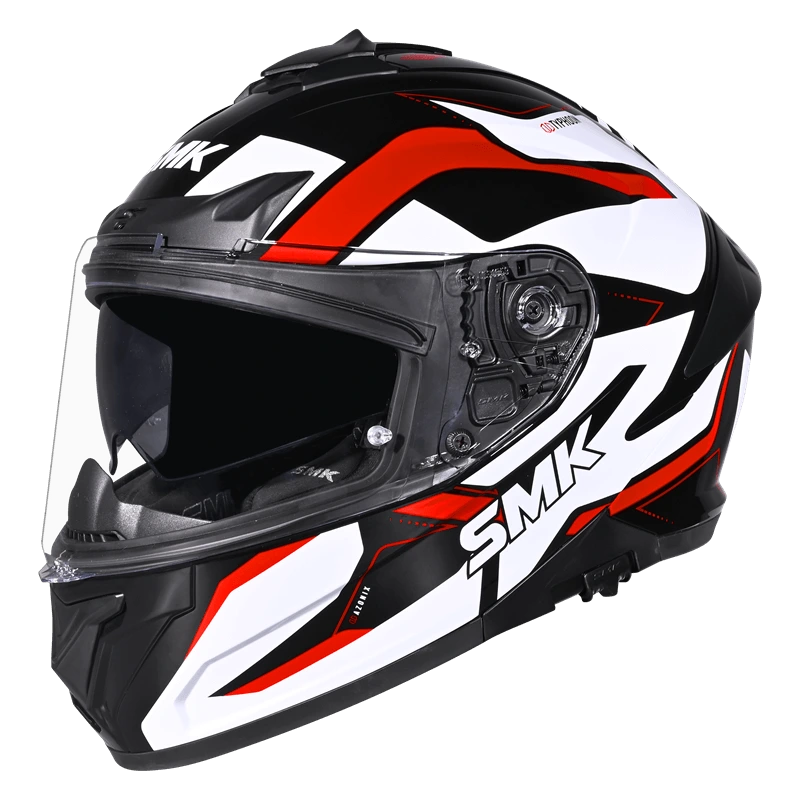 SMK TYPHOON AZONIX GL213 GLOSS FULL FACE-DOT CERTIFIED HELMET | WHITE RED BLACK