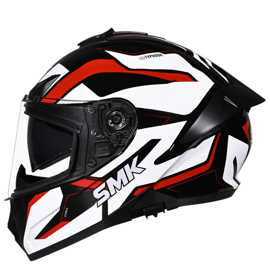SMK TYPHOON AZONIX GL263 GLOSS FULL FACE-DOT CERTIFIED HELMET | WHITE RED BLACK