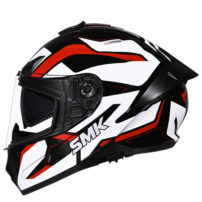 SMK TYPHOON AZONIX GL213 GLOSS FULL FACE-DOT CERTIFIED HELMET | WHITE RED BLACK