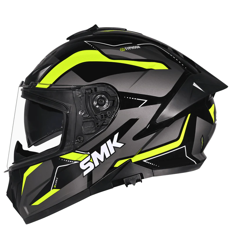SMK Typhoon Azonix Gloss Black Grey Yellow (GL264) Helmet SMK