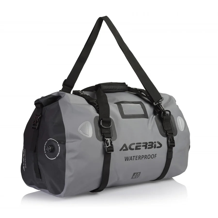 Acerbis Horizont X-Water Bag 40 Litre - Waterproof | Abrasion Resistant | Flexible | Universal Bike Fastening & Shoulder Strap | Black/Grey Color