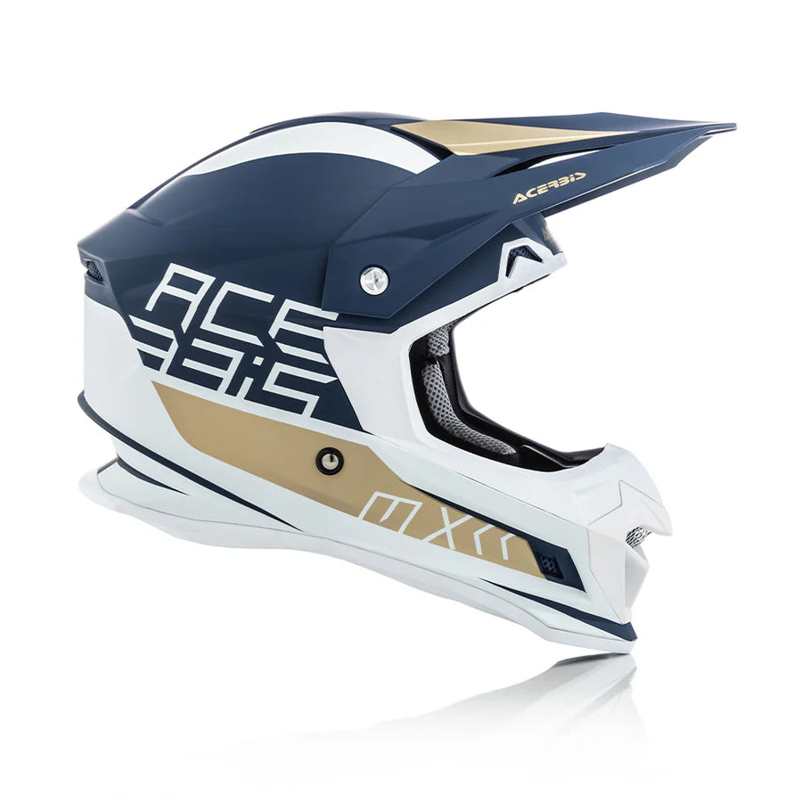 Acerbis Profile 4 Off-Road Riding Helmet: Adjustable Sunpeak | DualFlow Ventilation | Hypoallergenic Lining | ECE/ISI/DOT Certified - White Blue