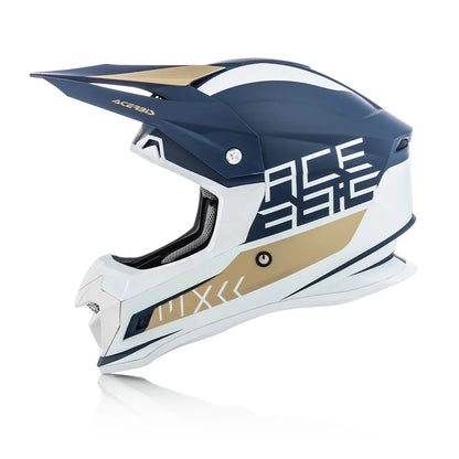Acerbis Profile 4 Off-Road Riding Helmet: Adjustable Sunpeak | DualFlow Ventilation | Hypoallergenic Lining | ECE/ISI/DOT Certified - White Blue