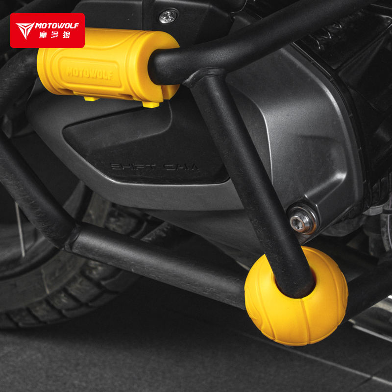 MOTOWOLF PB1 | 22mm | Universal Bumper Protective Guard | Silicone ( pair )| with Cable Ties | Anti-Collision Anti-Scratch | Motorcycle Bumper Block - Cylinder Yellow