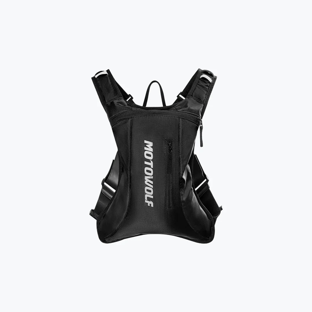 MOTOWOLF MB7 Hydration Backpack( 6l capacity ) with ( 2 ltrs ) bladder | Waterproof | Ideal for motorcycle riders | 2025 Edition - BLACK