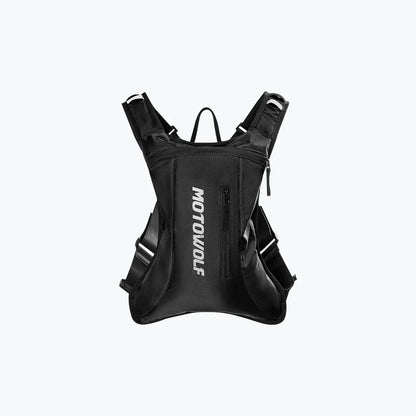 MOTOWOLF MB7 Hydration Backpack( 6l capacity ) with ( 2 ltrs ) bladder | Waterproof | Ideal for motorcycle riders | 2025 Edition - BLACK