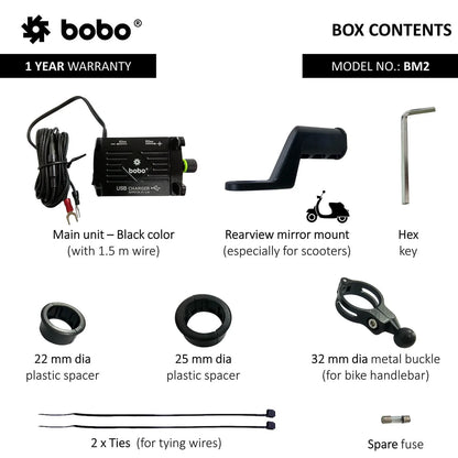 BOBO BM2 Aluminium Phone Holder with 2.5A USB charger