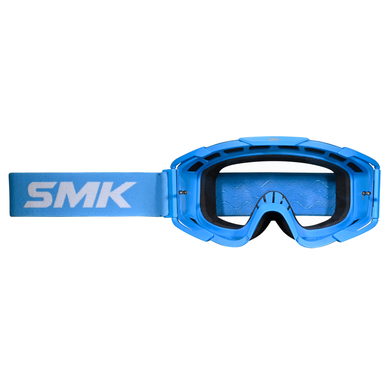 SMK MX Terrain Off-Road Motorcycle Goggles – Blue helmet highlight 