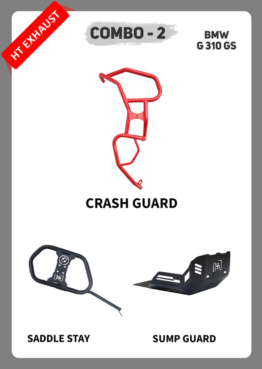 COMBO 2 BMW GS310 Crash Guard + Saddle Stay + Sump Guard – HT EXHAUST