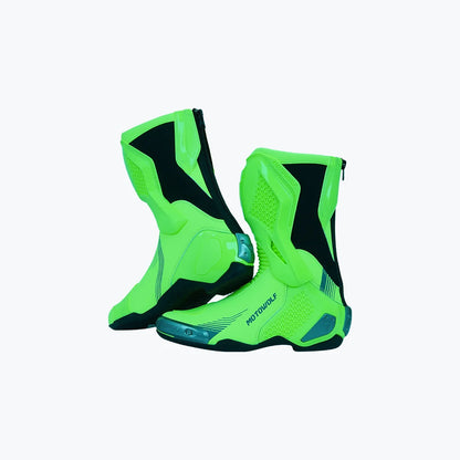 MOTOWOLF BO1 Racing Motorcycle Riding Boots for Unisex | Reinforced Protection, Anti-Slip Sole, All-Weather Riding Boots - Hi-WIz ( NEON )