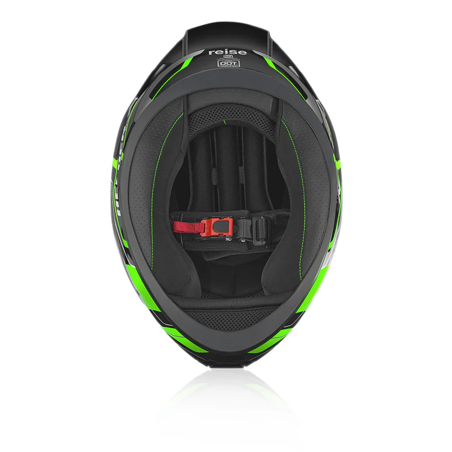 Reise Helden Full Face Riding Helmet | ISI/DOT/ECE Certified | European Design | Bluetooth Ready | Polycarbonate Shell - Green / Black