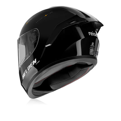 Reise Helden Full Face Riding Helmet | ISI/DOT/ECE Certified | European Design | Bluetooth Ready | Polycarbonate Shell -  Black Gloss
