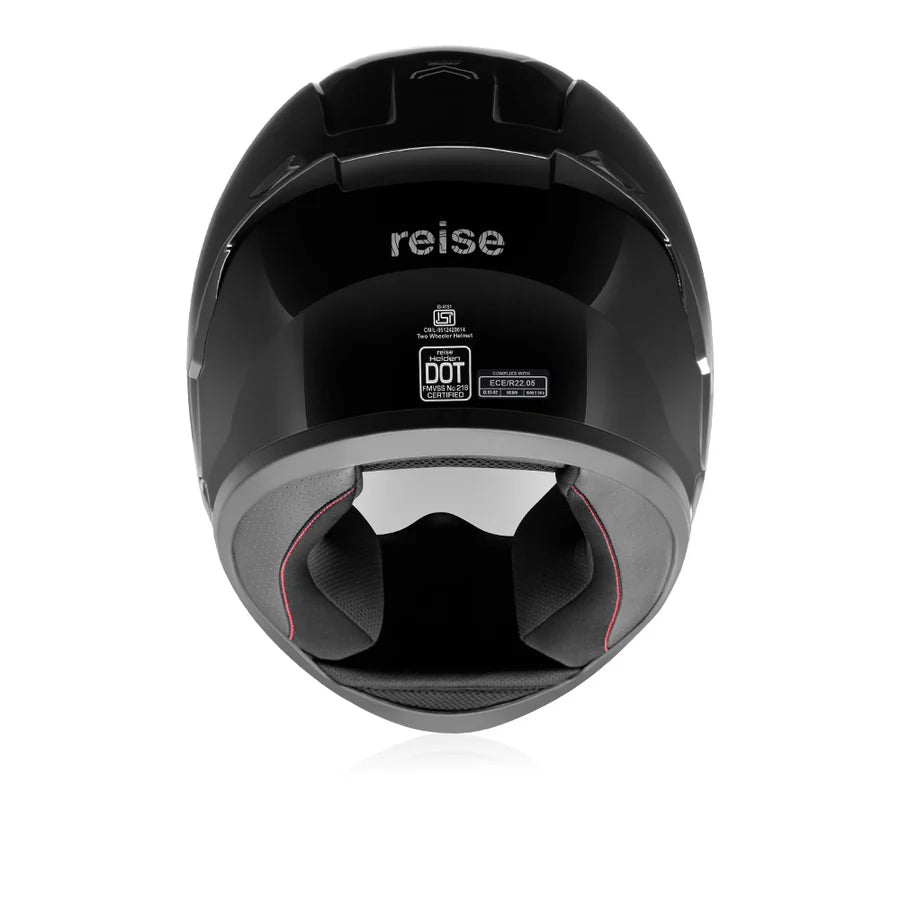 Reise Helden Full Face Riding Helmet | ISI/DOT/ECE Certified | European Design | Bluetooth Ready | Polycarbonate Shell -  Black Gloss