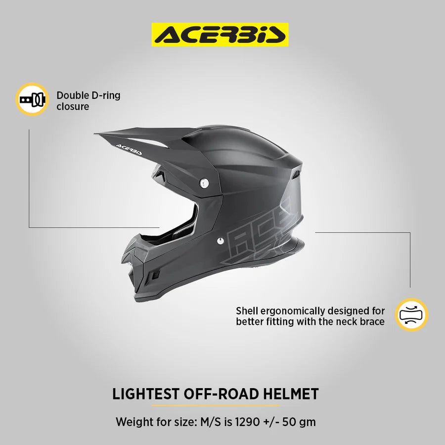 Acerbis Profile 4 Off-Road Riding Helmet: Adjustable Sunpeak | DualFlow Ventilation | Hypoallergenic Lining | ECE/ISI/DOT Certified - GLOSS BLACK