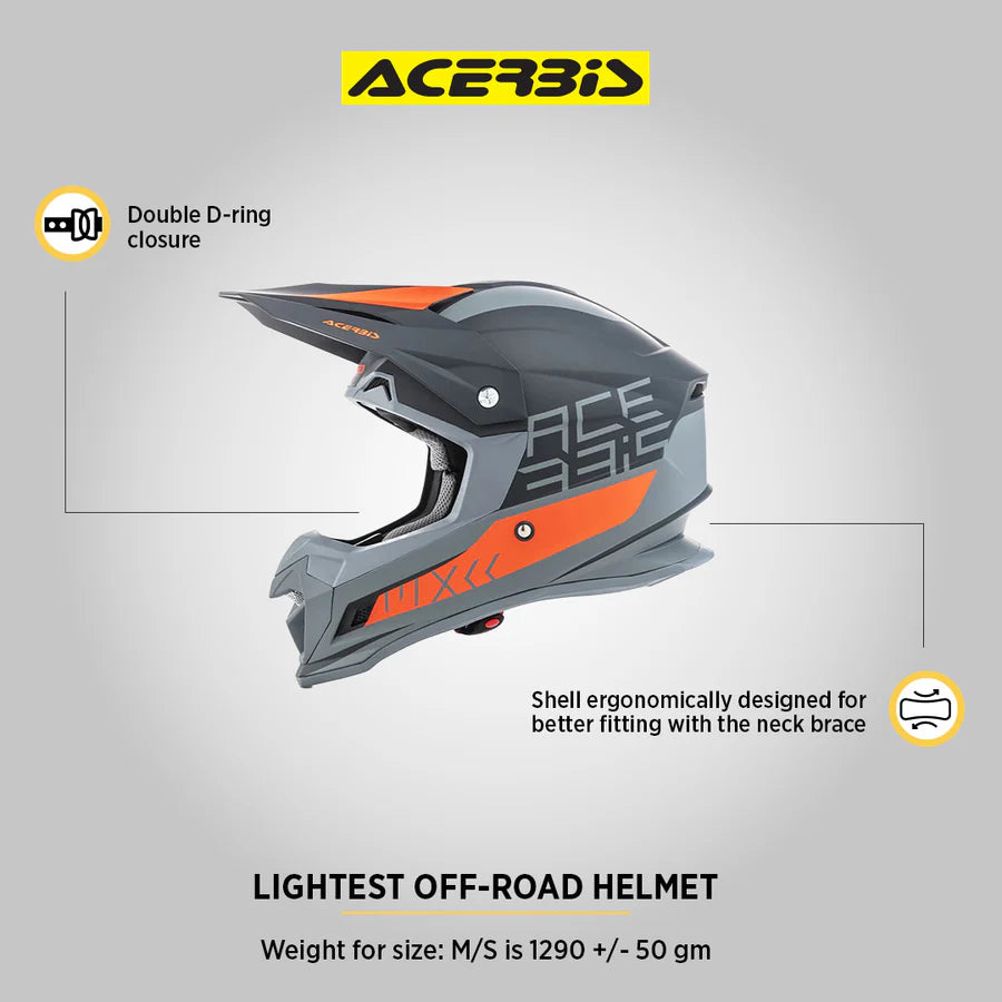 Acerbis Profile 4 Off-Road Riding Helmet: Adjustable Sunpeak | DualFlow Ventilation | Hypoallergenic Lining | ECE/ISI/DOT Certified - Black Orange