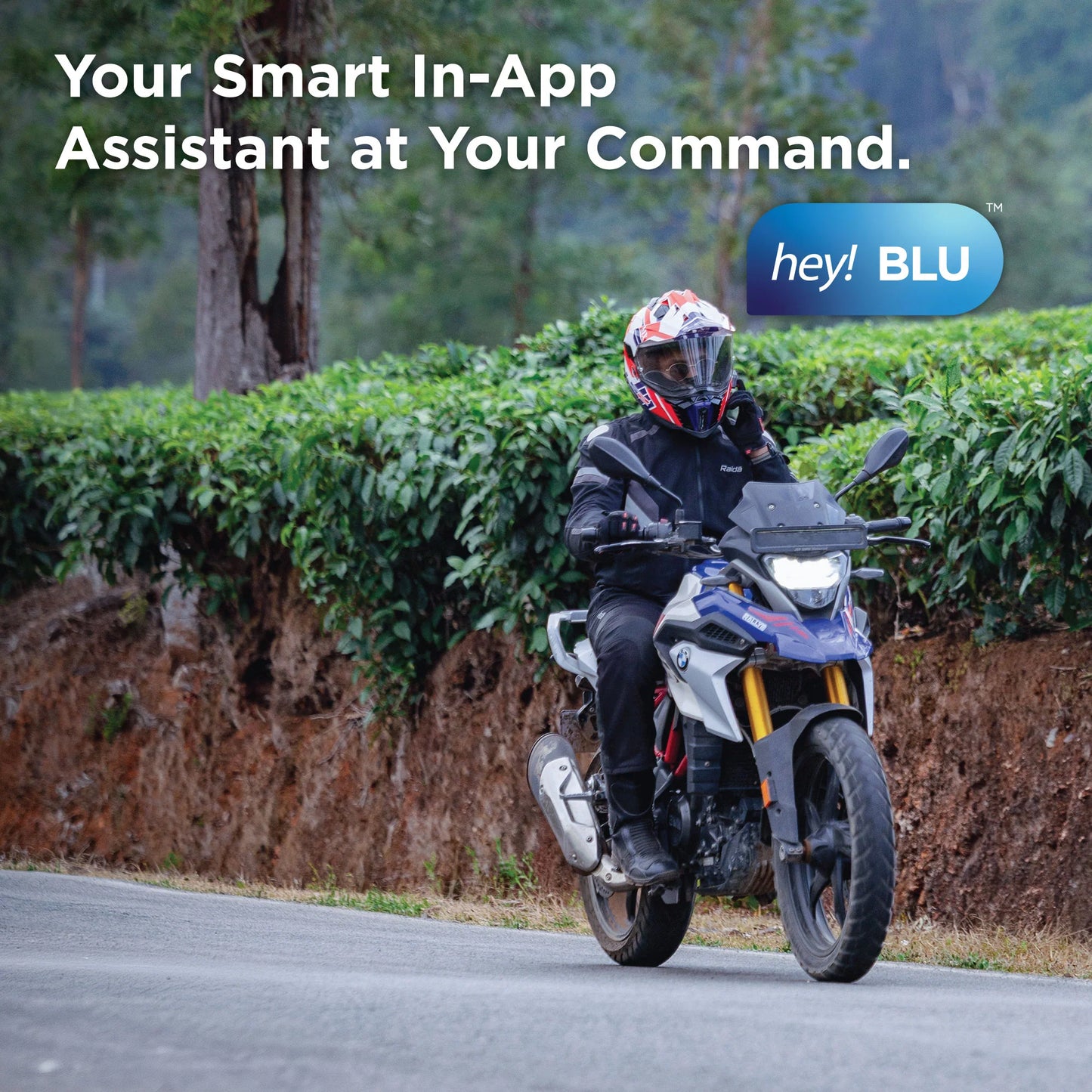 Bluarmor C60 Pro Helmet bluetooth Intercom device with ANC, Crash Detection, Direction Indicator, Earphone, GPS Navigation, Hands Free Calling, Integrated Speakers, Light Sensor, Microphone, Motion and Impact Sensors, SOS Sensor, Voice Assist