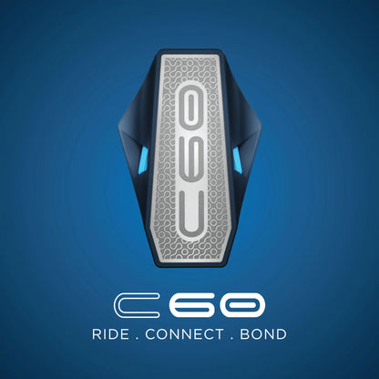 Bluarmor C60 Helmet bluetooth Intercom device with ANC, Collision Warnings, Crash Detection, Earphone, GPS Navigation, Hands Free Calling, Integrated Speakers, Microphone, Motion and Impact Sensors, Voice Assist (1200 m 16 hr)