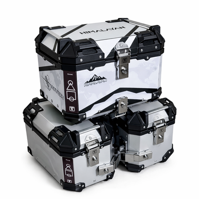 TAANC Overlander 117 Touring Setup 03 – Himalayan 45 Top Box + Twin 36 Panniers | Aluminium Combo