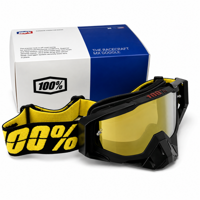 100% | Motocross & mountain biking Goggles|  Black yellow ( gold tinted )- 1 YEAR WARRANTY