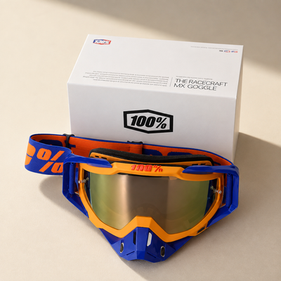 100% Motocross Goggles Orange  blue tinted - 1 YEAR WARRANTY