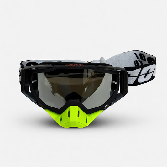 100% | Motocross & mountain biking Goggles |Black with neon nose tinted- 1 YEAR WARRANTY