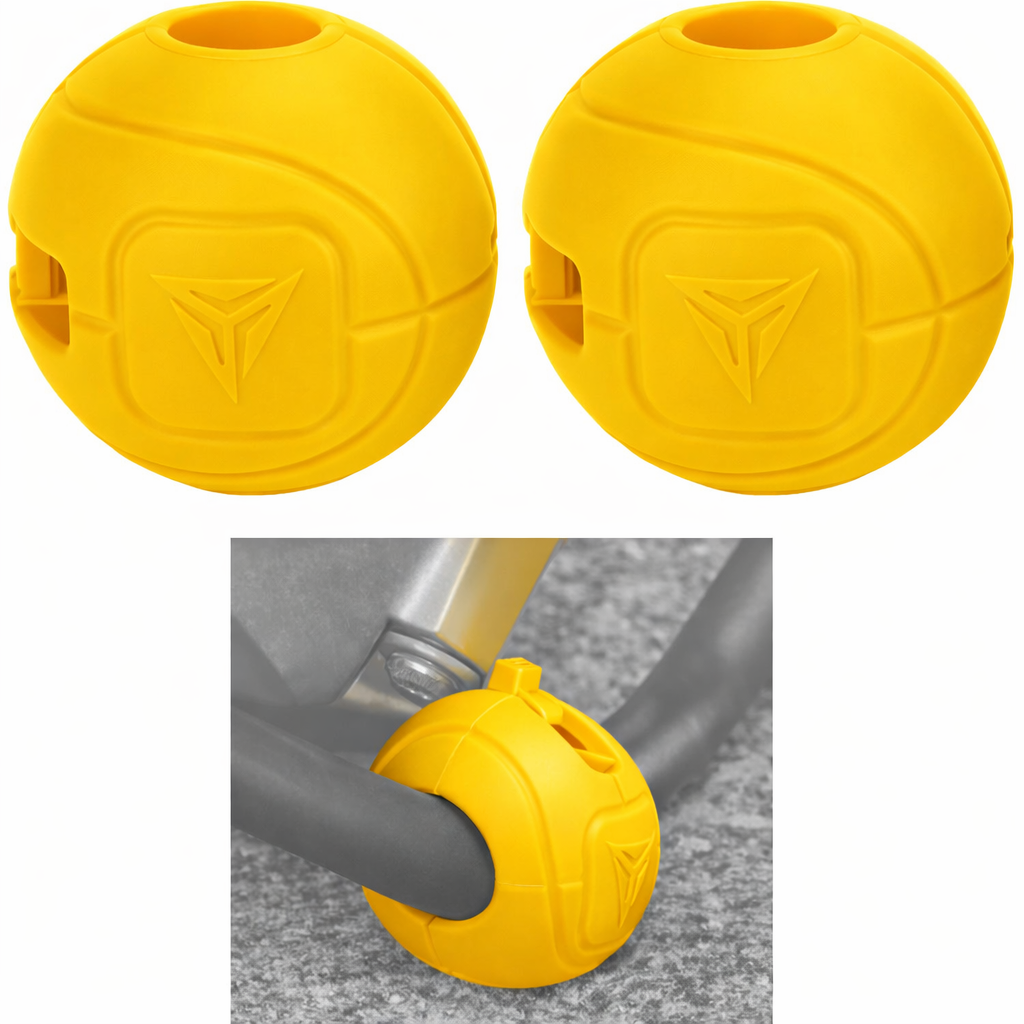PROTEK COMBO YELLOW - MOTOWOLF PB1 | 22mm | Universal Bumper Protective Guard | Silicone | with Cable Ties | Anti-Collision Anti-Scratch | Motorcycle Bumper Block - Ball Shape and Cylinder ( PACK OF 4 )